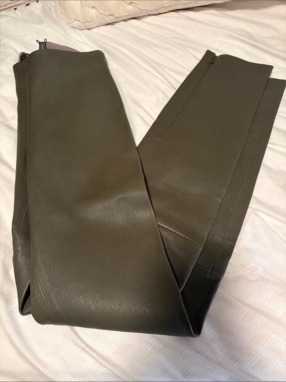Theory Green Slate Leather Skinny Pants- 2 NWT - Picture 1 of 9